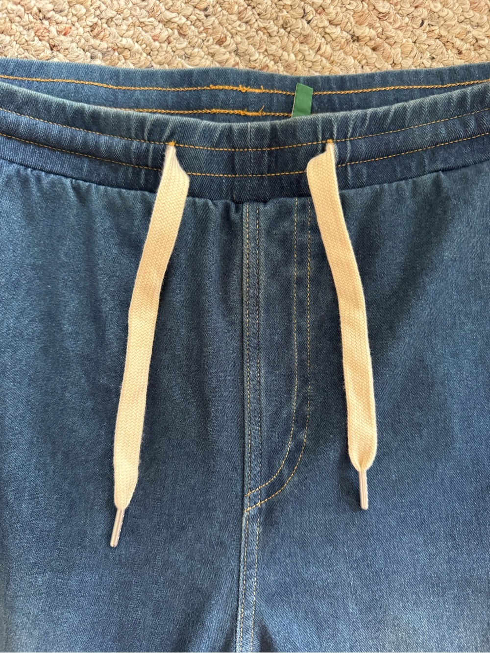 HALARA Light Blue Flex Denim Pants with Cream Drawstring - Picture 2 of 5